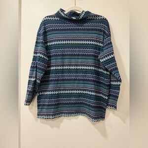 Women's Vintage Blue Patterned Sweater